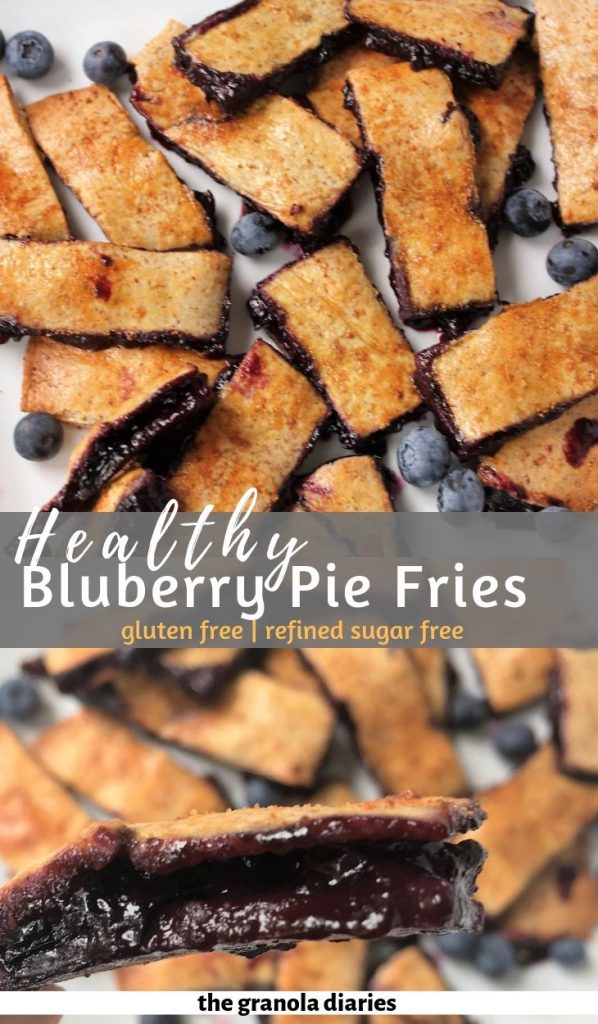 Healthy Blueberry Pie Fries! Made with all natural ingredients, gluten free, refined sugar free, and dairy free! #blueberrypie #glutenfree #healthydesserts #bueberrypieries #bakingwithkids 