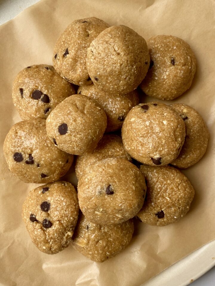 Pile of gluten free high protein cookie dough balls