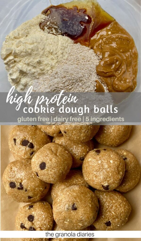 High Protein Cookie Dough Balls - gluten free, healthy, vegan, only made with 5 ingredients in 1 bowl