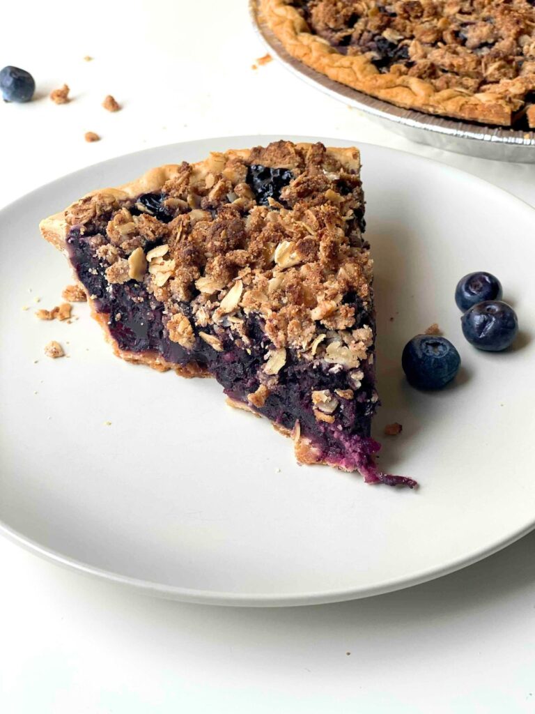 slice of vegan blueberry pie