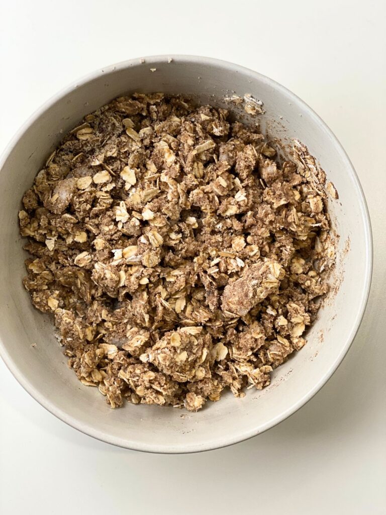 Blueberry Crumble topping combined in a bowl